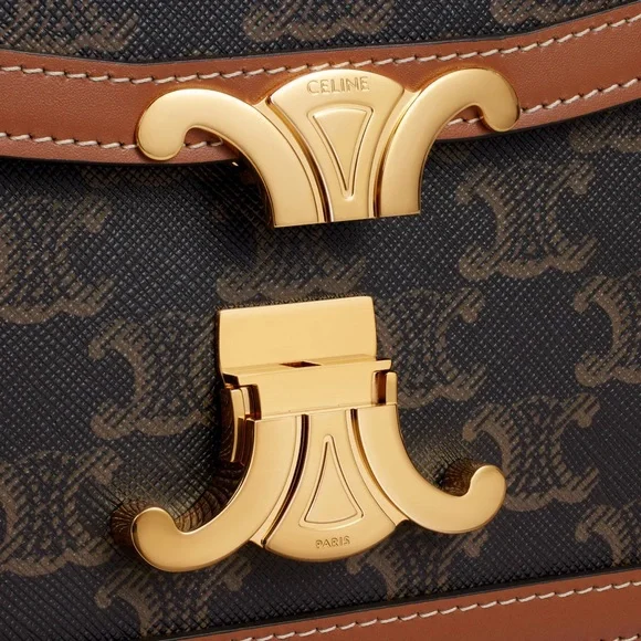 BRAND NEW! Celine TEEN TRIOMPHE BAG IN TRIOMPHE CANVAS AND CALFSKIN - Picture 11 of 16